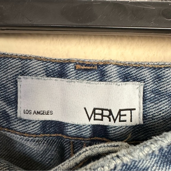 Vervet by Flying Monkey Crop Distressed Jeans Size 29 Blue Denim High Waist - Picture 8 of 10